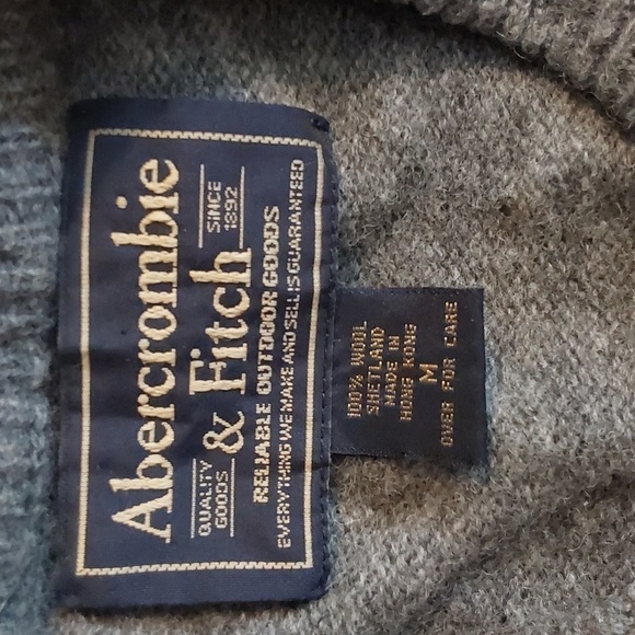 Abercrombie & Fitch- Gray Argyle Sweater 100% Shetland Wool Acadamia Sz.M - Picture 8 of 9